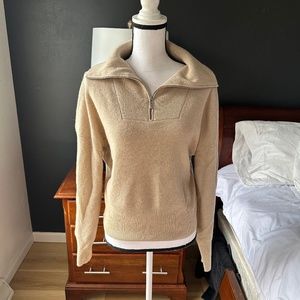 Sweaty Betty Zip Front Sweater - Tan - Size S